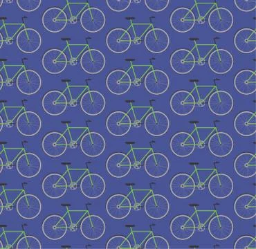 Seamless pattern green bikes Stock Illustration
