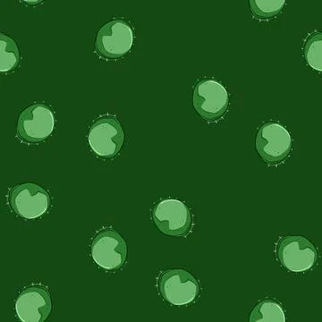 Seamless pattern Green bottle cap or chestnut shell cartoon drawing Illustrazione stock