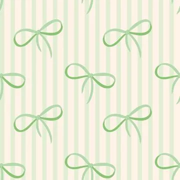 Seamless pattern in green with bows Stock Illustration