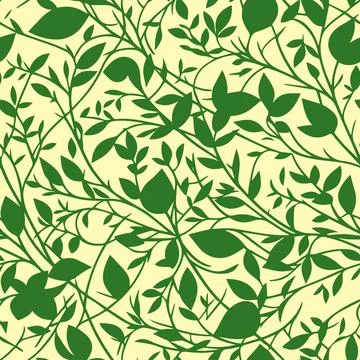 Seamless pattern with green branches and leaves Stock Illustration