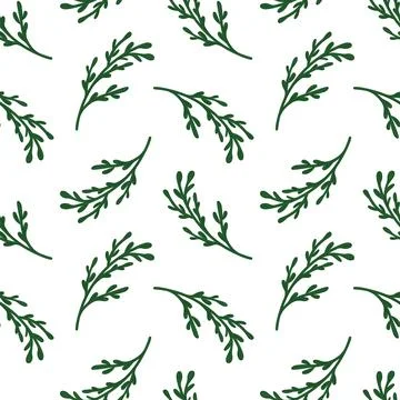 Seamless pattern of green branches in flat style. Ideal for nature design, eco Stock Illustration