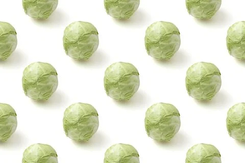 Seamless pattern from green cabbage isolated on a white background Foto stock