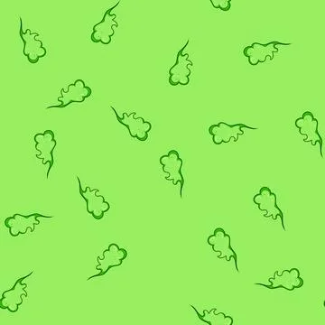 Seamless pattern Green cartoon cloud symbolizing toxic gas or odor Stockillustratie