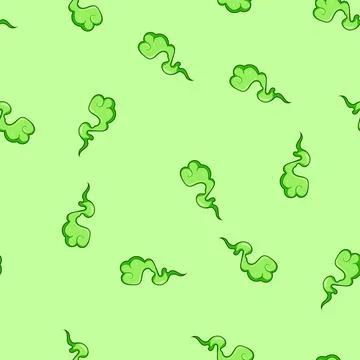 Seamless pattern Green cartoon gas cloud toxic odor plume Illustrazione stock