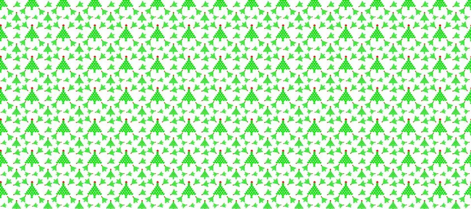 Seamless pattern with green christmas trees made from hearts. banner Stock Illustration