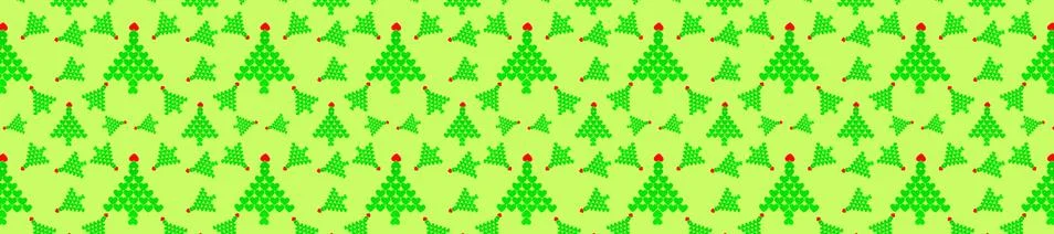 Seamless pattern with green christmas trees made from hearts. Long wide banner Stock Illustration