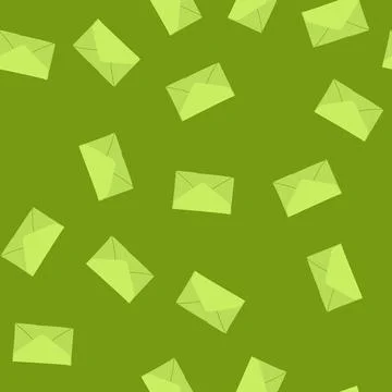 Seamless pattern green closed envelope sending mail or message notification Illustrazione stock