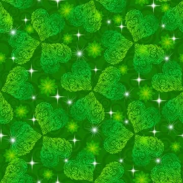 Seamless Pattern, Green Clover Stock Illustration