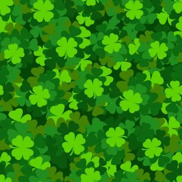 Seamless pattern green clover leaf decorative on a dark green background Illustrazione stock