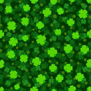 Seamless pattern green clover leaf decorative on a dark green background Stock Illustration