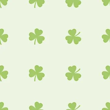 Seamless pattern of green clover leaf on light background Stock Illustration