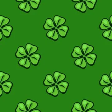 Seamless pattern with green clover leafs Stock Illustration