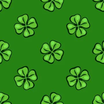 Seamless pattern with green clover leafs up and down Stock Illustration