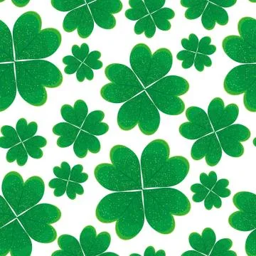 Seamless pattern with green clover leaves. Stock Illustration
