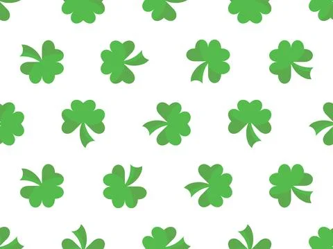 Seamless pattern with green clover leaves on a white background. Festive St.  Stock Illustration