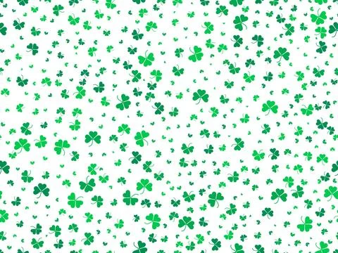 Seamless pattern with green clover leaves on a white. Festive background fo.. 스톡 일러스트