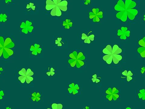 Seamless pattern with green clover leaves for St. Patrick's Day. Trefoil an.. Stock Illustration