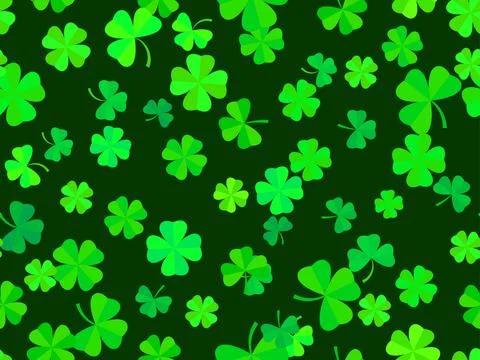 Seamless pattern with green clover leaves for St. Patrick's Day. Trefoil an.. Stock Illustration