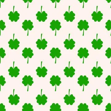 Seamless pattern with a green clover leaves. Stock Illustration