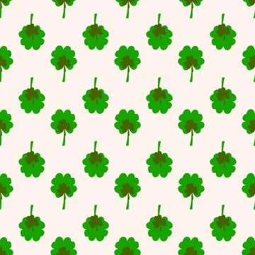 Seamless pattern with a green clover leaves. Stock Illustration