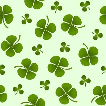Seamless Pattern of Green Clover Leaves for St. Patrick’s Day Stock Illustration