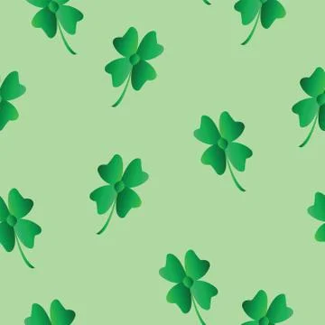 Seamless pattern with green clover - saint Patricks day theme - green background 스톡 일러스트