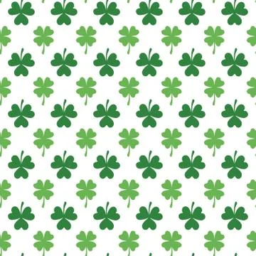 Seamless pattern with green clovers Stock Illustration