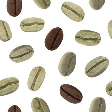 Seamless pattern with green coffee beans Stock Illustration