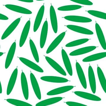 Seamless pattern with green cucumbers, isolated on white background trend of  Stock Illustration