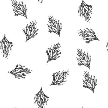 Seamless pattern green dill sketch hand drawn Stock Illustration