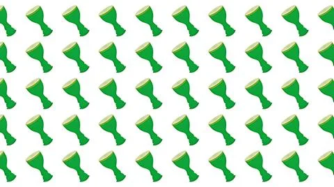 Seamless Pattern of Green Djembe Drums on White Background, Minimalist Musi.. Illustrazione stock