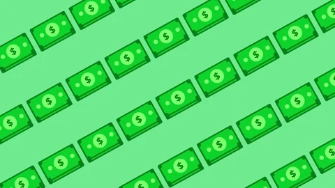 Seamless pattern with green dollar banknote icons on a light green background an Stock Footage 329143096