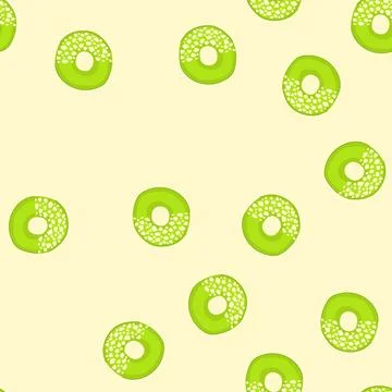 Seamless pattern green donut with white sprinkles flat design 스톡 일러스트