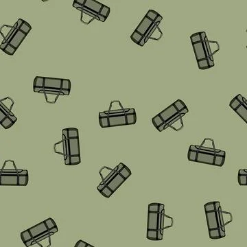 Seamless pattern Green duffel bag vector on white background Illustrazione stock