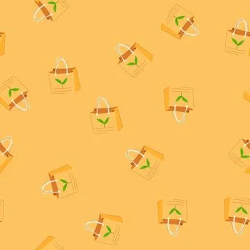 Seamless pattern green eco friendly shopping bag cartoon vector Illustrazione stock