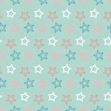 Seamless pattern green emerald star night sky, simple flat background 스톡 일러스트