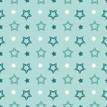 Seamless pattern green emerald star night sky, simple flat background Illustrazione stock