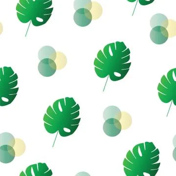 Seamless pattern with green exotic leaves vector - tropical leaf 스톡 일러스트