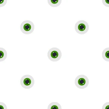 Seamless pattern with green eyeball icon. Clinic eye iris. Flat style. Vector Stock Illustration
