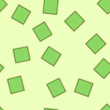 Seamless pattern Green fabric patch with rough stitching border Illustrazione stock