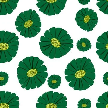 Seamless pattern of green flower flat style for design and decor Stock Illustration