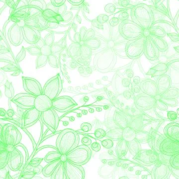 Seamless pattern with green flowers, for invitations, cards, scrapbooking, print Stock Illustration