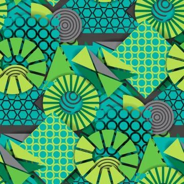 Seamless pattern of  green geometric shapes Stock Illustration
