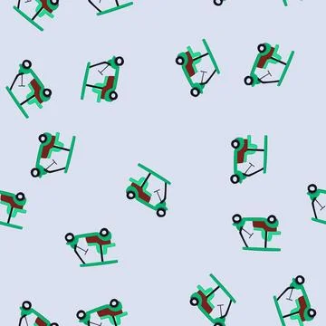 Seamless pattern green golf cart cartoon vector 스톡 일러스트