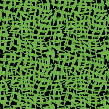 Seamless pattern green grass black lines chalk grid design, abstract simple s Stock Illustration