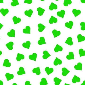 Seamless pattern of green hearts on white background. Stock Illustration