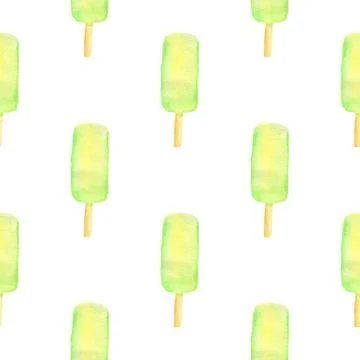 Seamless pattern with green ice cream Stock Illustration