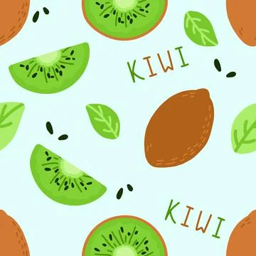 Seamless pattern with green kiwi Stock Illustration
