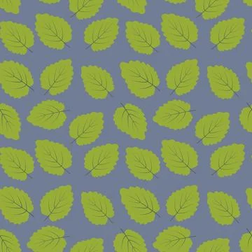 Seamless pattern of green leaves on a blueberry backdrop in trendy hues Illustrazione stock