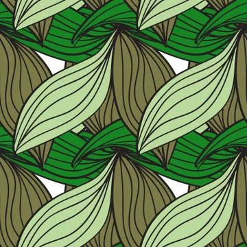 Seamless pattern of green leaves cane Stock Illustration